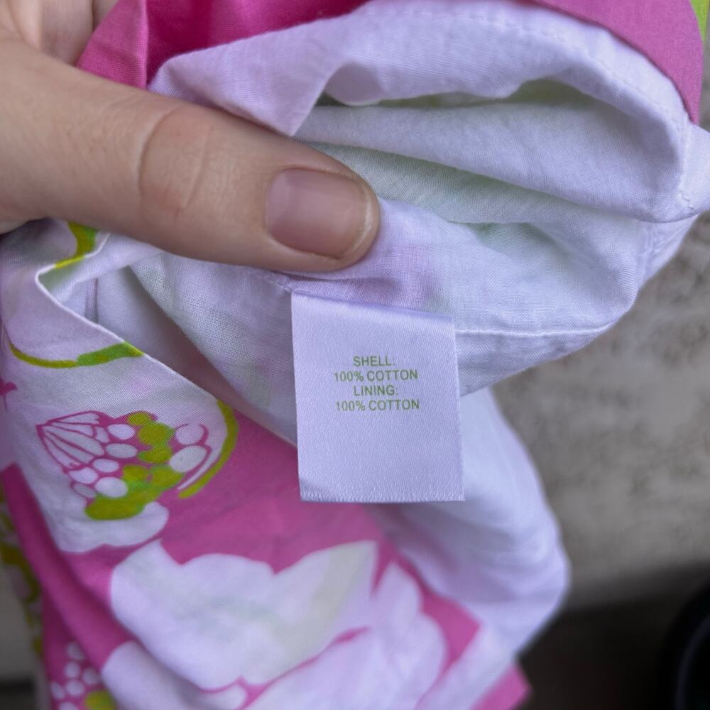 Vintage Lilly Pulitzer Strapless Floral Dress in Hot Pink, White & Lime - Picture 6 of 6